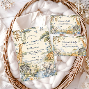 Botanical Blue Safari Pojke Blöja Lotteri Tilläggskort