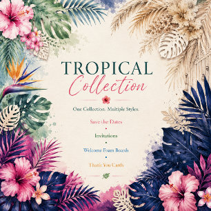 Akvarell Tropisk Blommor fåglar Hawaii Bröllop  Inbjudningar