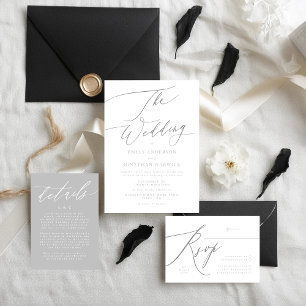 Ultimate Simple Light Grått White Modern Script OSA Kort
