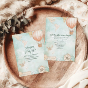 Bebisdusch för Gender av vattenfärg Äventyr Awaits Inbjudningar