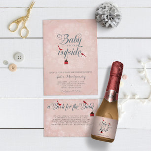 Vintage Rosa Baby Shower Det är Kall utanför vinte Inbjudningar