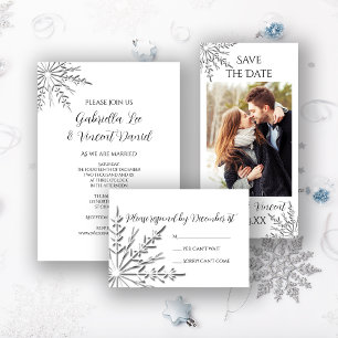 Snowflake Winter Wedding OSA Responcard Kort