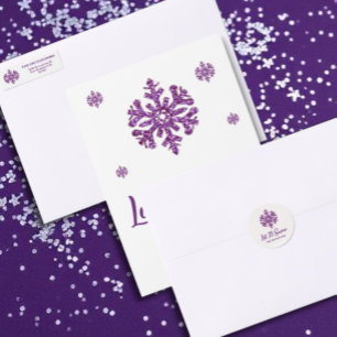 Låt det snöa Lila Snowflake Runt Klistermärke