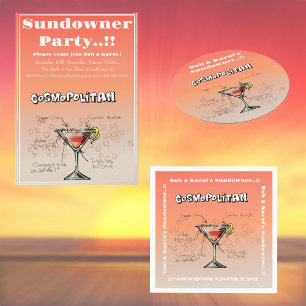 Sundowner Cosmopolitan Cocktail Party Inbjudningar