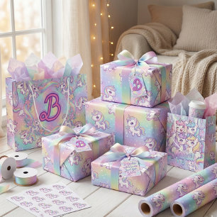 Söt Kawaii Enhörning Pastell Regnbåge Magisk Runt Klistermärke