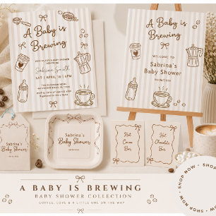 Baby bryggs Handritad Kaffe Babyfirande Inbjudningar