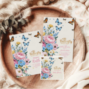 Butterfly Rosa ros Garden Girl Baby Shower Pappersservett