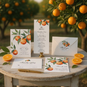 Citrus Bröllop Medelhavet Orange Tack Kort