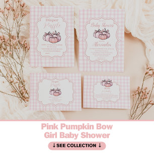 Rosa Pumpkin Bow Baby Shower Raffle Diapper Tilläggskort