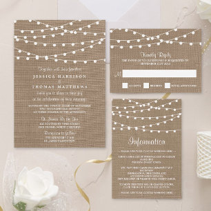 Samlingen Rustic Burlap String Ljus Bröllop