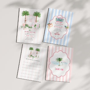 Retro Palm Springs Monogram Möhippa Helg Inbjudningar