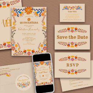 Mis Quince Anos Westerna Mexikanska Blommigten Runt Klistermärke