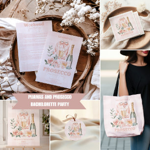 Pijamas och Prosecco Bachelorette Party Inbjudningar