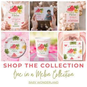 Photo Watercolor One i Melon First Birthday Inbjudningar