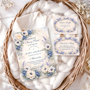 Blåbärsberättelse Trädgårds Baby Shower Inbjudningar