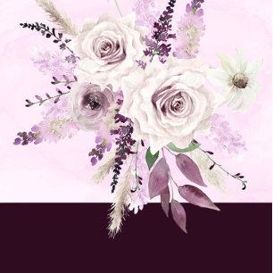 Wisteria Lavender Vit ros Chic Bröllop Inbjudningar