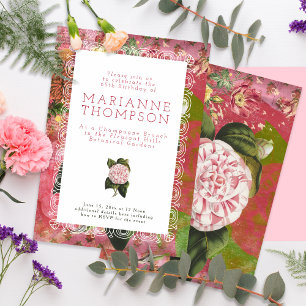 Elegant Vintage Camellia Blommigt Chic Square Fyrkantigt Visitkort