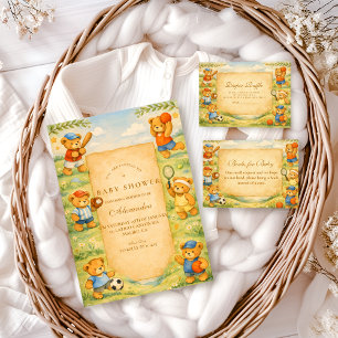 Sportig Teddybjörn Baby Shower BlöjRaffel Tilläggskort