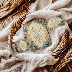 Foto Antik Botanisk Art Nouveau Sweet Sixteen Inbjudningar