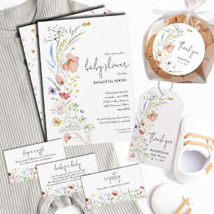 Wildblommor Pojke Shower Inbjudningar