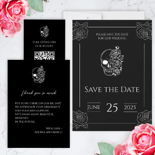 Svart och vit tatuering, giftig bröllopsinbjudan inbjudningar