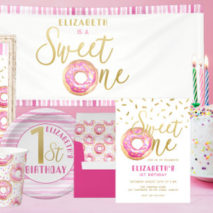 Sweet One Donut Sprinkle Girl 1st Birthday Inbjudningar