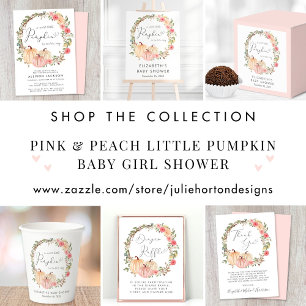 Pumpkin Rosa Blommigt Watercolor Baby Sprinkle Vykort