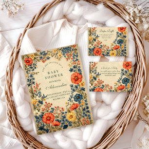Vintage Vildblomma Botanisk Bebis Shower Pappersservett