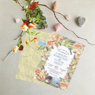 Tropical Sandy Beach Ro Seashell Pearl Bröllop Inbjudningar