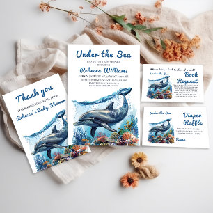 Nautical Blue Boy under Sea Baby Shower Tack Kort