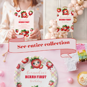 Photo Strawberry Berry First Birthday Tack Kort