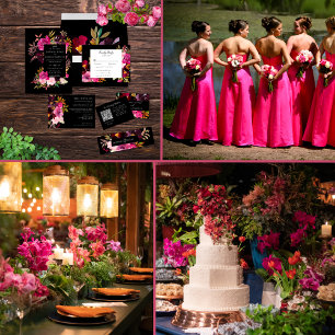 Elegant Black Burgundy Rosa Blommigt Ram