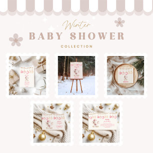 Rosa Jul Elephant Baby Shower Diapper Raffle Tilläggskort