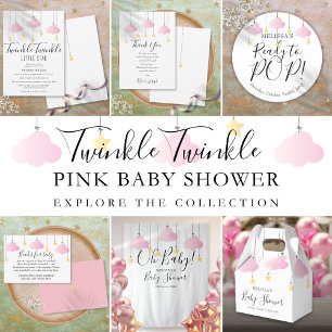 Åh Baby Twinkle Twinkle Rosa Babyfirande Runt Klistermärke