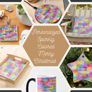 PERSONLIG SPARKLY FÄRGAD GOD JUL JULGRANSPRYDNAD KERAMIK