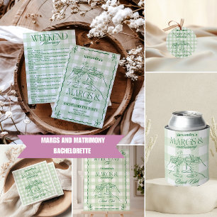 Margs och Matrimony Bachelorette Itinerary Inbjudningar