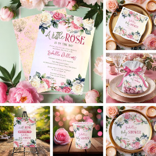 En liten Ro Girl Blommigt Baby Shower Pappersservett