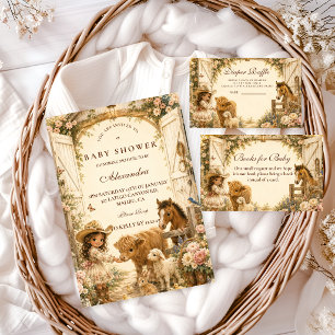 Tidlös flicka västern boho baby shower inbjudningar