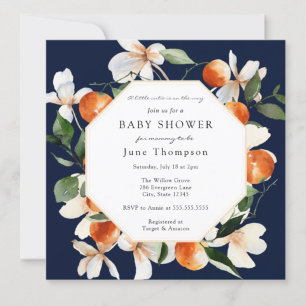 Orange Blommar och Clementines Baby Shower Invita Inbjudningar