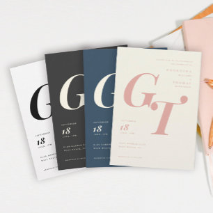 Klassiskt Initialer   Svartvit modern Bröllop