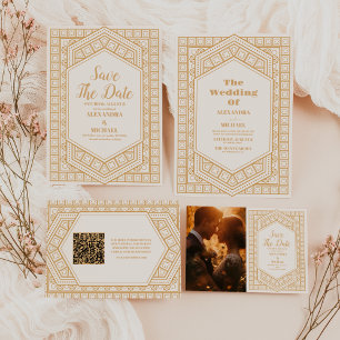 Fotopatometrisk Elegant Art Deco Bröllop Spara Datumet