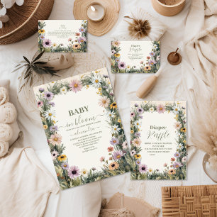 Baby i Bloom Garden Baby Shower Inbjudningar