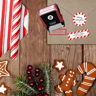 Returadressen Red White Rand Candy cane Självfärgande Stämpel