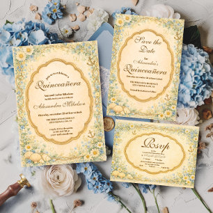 Vintage Coastal Daisy Quinceañera Spara Datumet