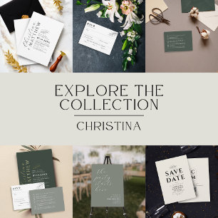 Minimalistisk Monogram Mörk Forest Grönt QR-kod Spara Datumet