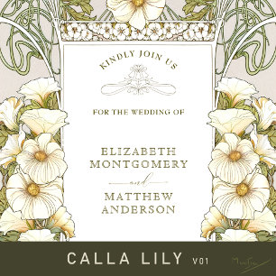 Inbjudan till Art nouveau Mucha till Calla Lily We
