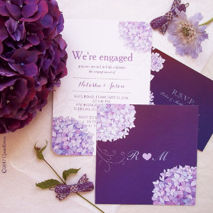 Hydrangea + Heart Plum Blommigt Bröllop Inbjudningar