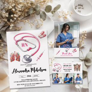 Photo Watercolor Rosa Nursing School Student Tack Kort