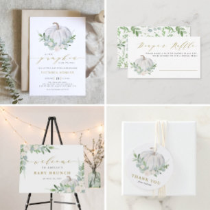 Begärandekort för vit Pumpkin-fack för barn i Bok Placeringskort