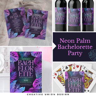 Neon Handflatan Tropical Bachelorette Party Casinokort